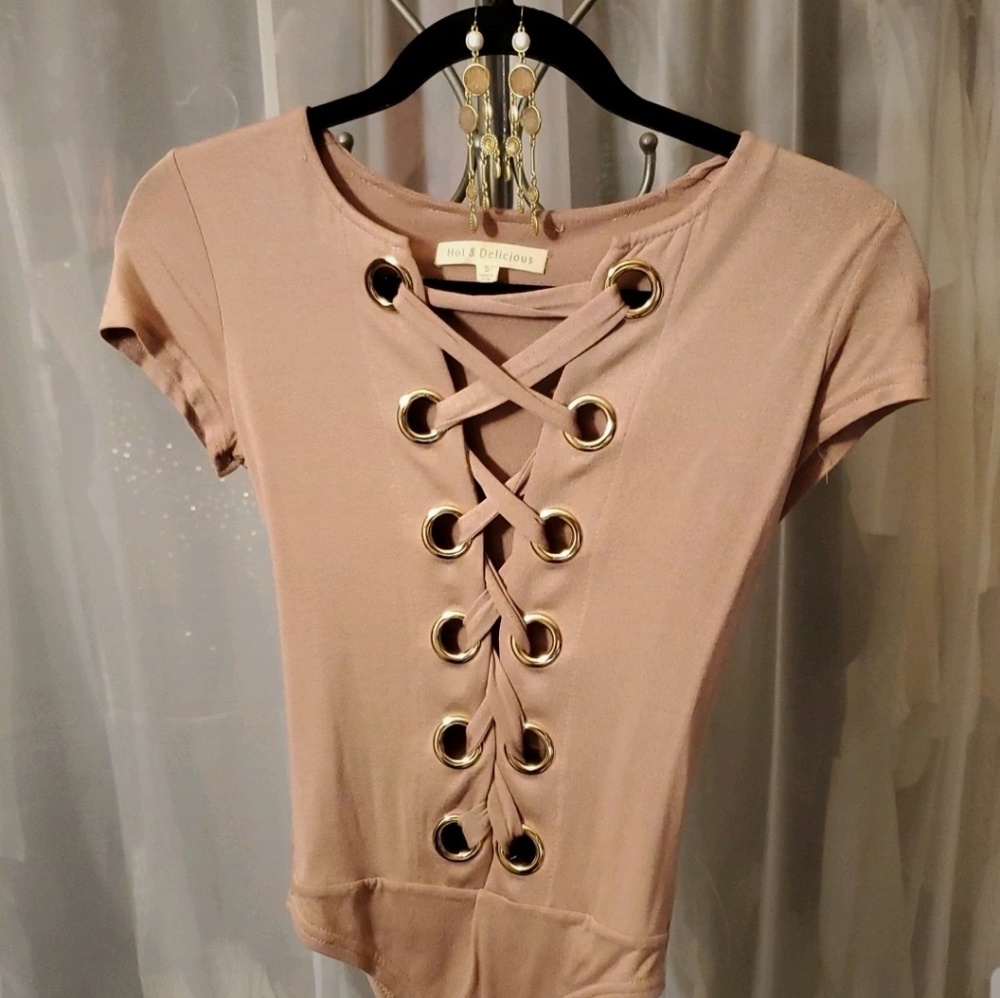 Hot & Delicious-Pink blush nude body suit